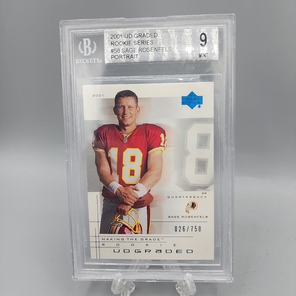 Sage Rosenfels 2001 Upper Deck Graded Series Rookie Card #58 Becket 9 Mint